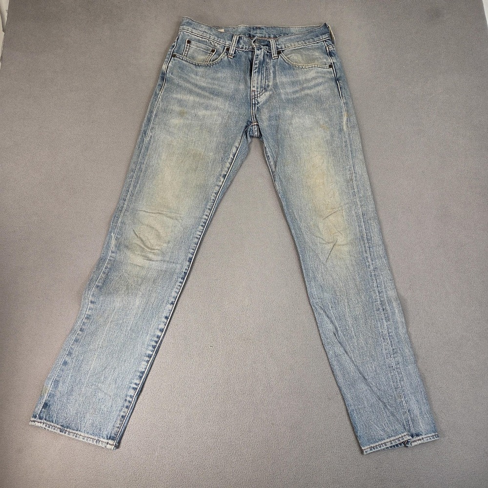 Levi's 502 Mens‎ Jeans 28x32 Blue Light Wash Denim Regular Taper Red Tab Zip Fly
